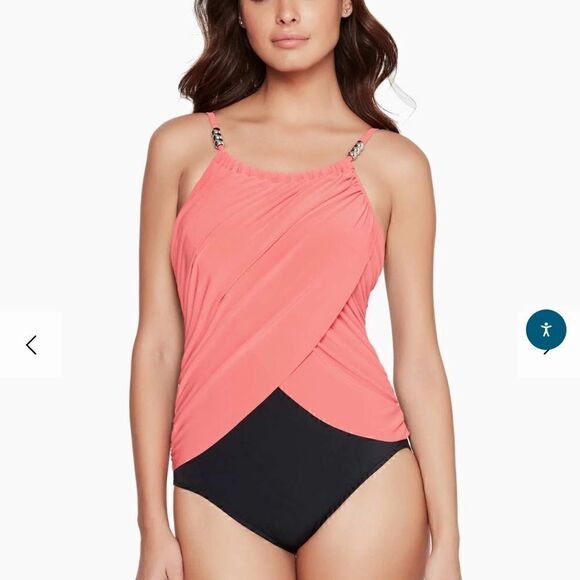 CORAL TROPICS BY APOLLO SWIMWEAR Cut Out One Piece Swim Suit - Picture 2 of 6